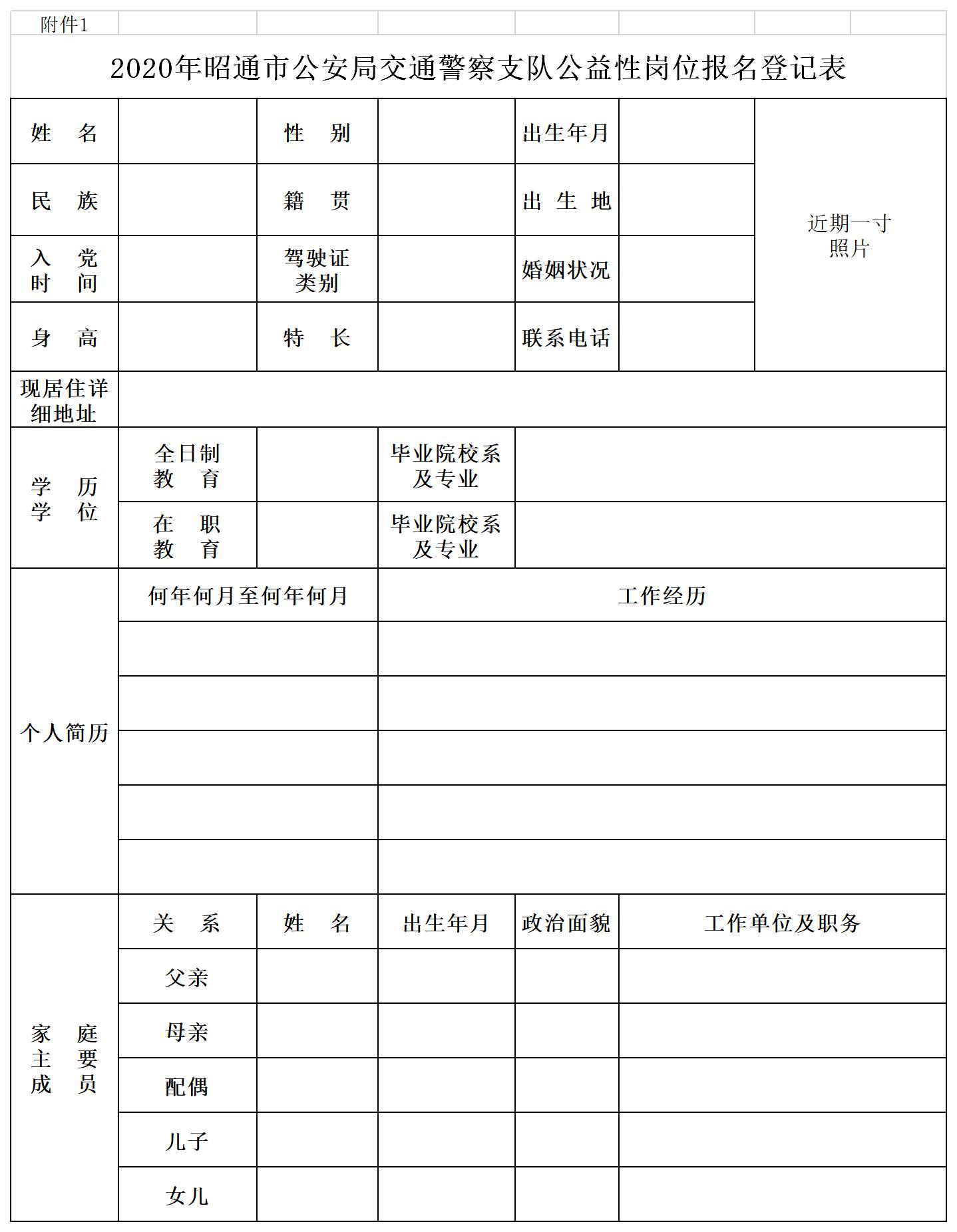 2020年昭通市公安局交通警察支队公益性岗位报名登记表.jpg